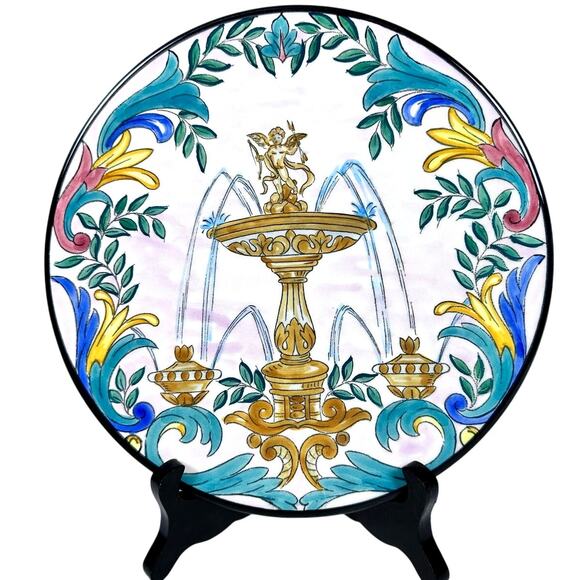 Ceramar Hand Painted Vintage Neo-Classical 9" Wall Plate-Spain-Excellent & Rare! - Picture 1 of 4